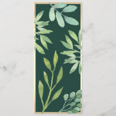 Menu de mariage botanique vert émeraude (Dos)