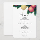 Menu de mariage Boules de Noël (Devant / Derrière)