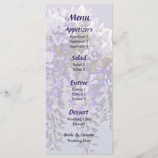 Menu de mariage Bouquet de Glycine (Devant)