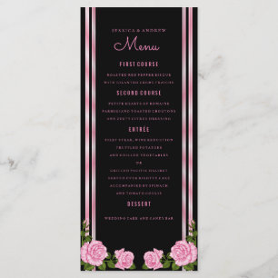 Menu de mariage bouquet de roses de coin chic élég