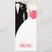 Menu de mariage bouquet vert mariée et marié (Dos)