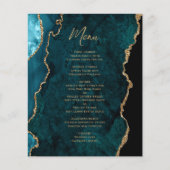 Menu de mariage Budget Agate Bleu sarcelle Or (Devant)