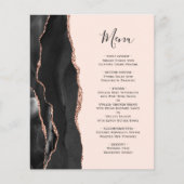 Menu de mariage Budget Black Rose Gold Agate Blush (Devant)