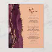Menu de mariage Budget Bourgogne Or Agate Pêche (Devant)