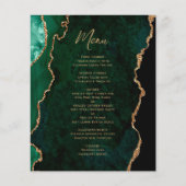 Menu de mariage Budget Émeraude Vert Agate Or (Devant)