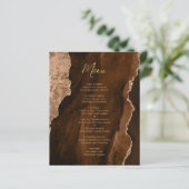 Menu de mariage Budget Mocha Brown Gold Agate (Debout devant)