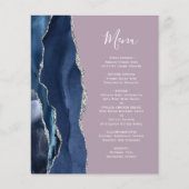 Menu de mariage Budget Navy Blue Silver Agate Mauv (Devant)