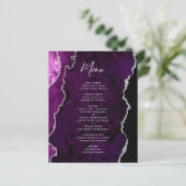 Menu de mariage Budget Violet Agate Argent (Debout devant)