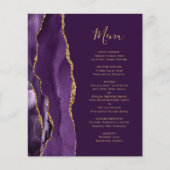 Menu de mariage Budget Violet Or Agate Prune (Devant)