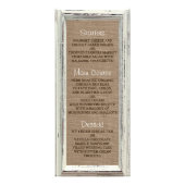 Menu de mariage cadre blanc rustique et toile de j (Devant)