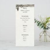 Menu de mariage cadre botanique sépia (Debout devant)