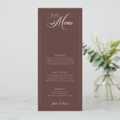 Menu de mariage calligraphié Classique Choco Ivory (Debout devant)