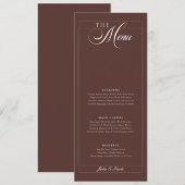 Menu de mariage calligraphié Classique Choco Ivory (Devant / Derrière)