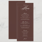 Menu de mariage calligraphié classique ivoire marr (Devant / Derrière)