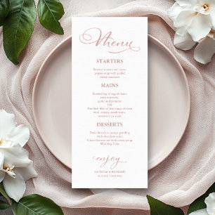 Menu de mariage calligraphie élégante feuille d'or