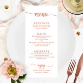Menu de mariage calligraphie élégante rose gold
