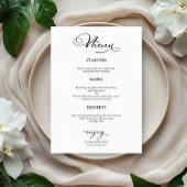 Menu de mariage Calligraphie simple et élégante
