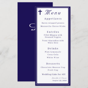 Menu de mariage catholique intemporel avec monogra