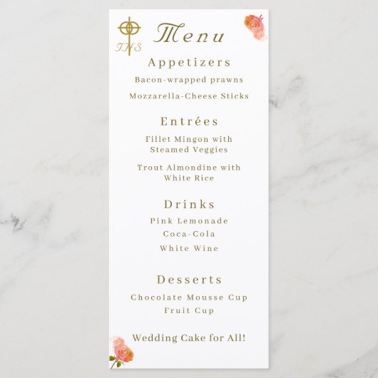 Menu de mariage catholique Rose Terracotta (Devant)