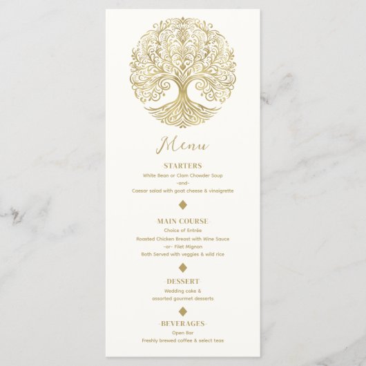 Menu de mariage celtique Crème et Or de l'Arbre de (Devant)