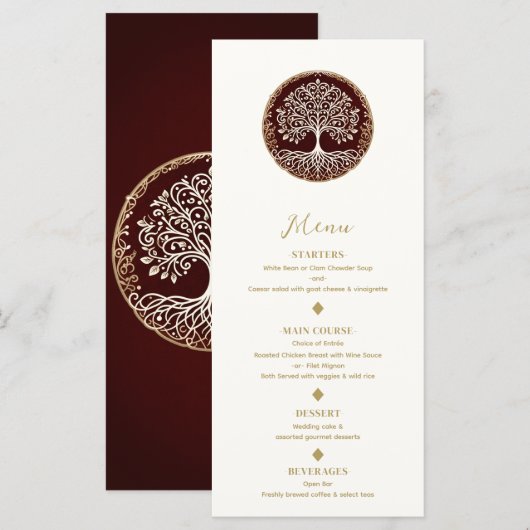 Menu de mariage celtique Tree of Life Rustic Dark  (Devant / Derrière)