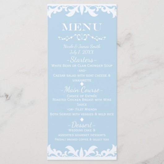 Menu de mariage Cendrillon pour toujours heureux (Devant)