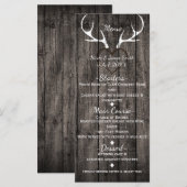 Menu de mariage Cerfs rustiques et cœur sculpté (Devant / Derrière)