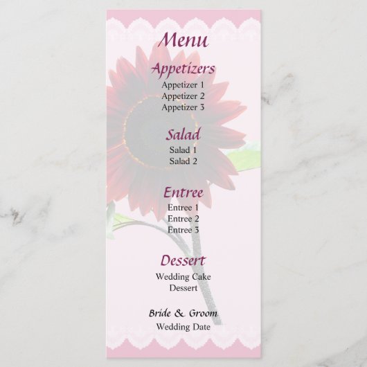 Menu de mariage cerise et chocolat (Devant)