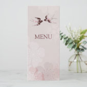 Menu de mariage Cerisier en fleurs Sakura et hiron (Debout devant)