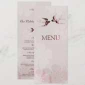 Menu de mariage Cerisier en fleurs Sakura et hiron (Devant / Derrière)