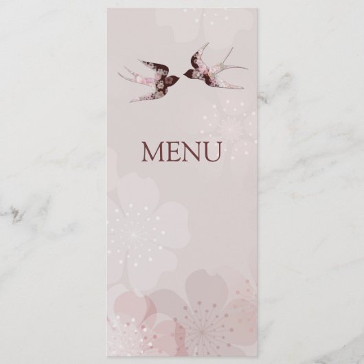 Menu de mariage Cerisier en fleurs Sakura & Hirond (Devant)