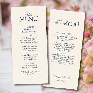 Menu de mariage Champagn Formal Old Money Merci