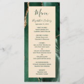 Menu de mariage Champagne Or Vert Emeraude (Devant)