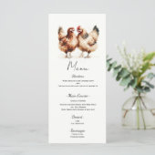 Menu de mariage champêtre à l'aquarelle Poulets Br (Debout devant)