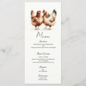 Menu de mariage champêtre à l'aquarelle Poulets Br (Devant)