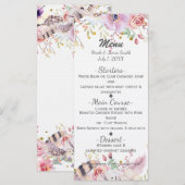 Menu de mariage champêtre avec fleurs et bois de c (Devant / Derrière)