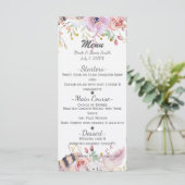 Menu de mariage champêtre avec fleurs et bois de c (Debout devant)