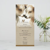 Menu de mariage champêtre crème marron amour vache (Debout devant)