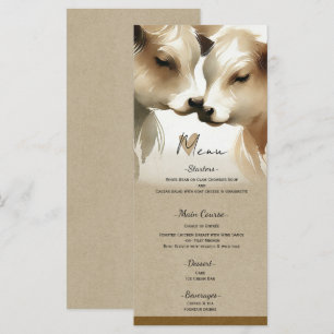 Menu de mariage champêtre crème marron amour vache