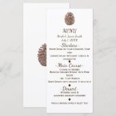 Menu de mariage champêtre élégant au cône de pin r (Devant / Derrière)