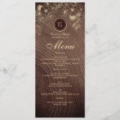 Menu de mariage champêtre en bois rustique (Devant)