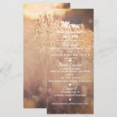Menu de mariage champêtre rustique Champ de fleurs (Devant / Derrière)