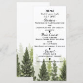 Menu de mariage champêtre simple avec pins rustiqu (Devant / Derrière)