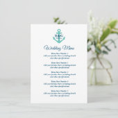 Menu de mariage chic avec logo d'ancre de bateau n (Debout devant)