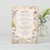 Menu de mariage chic de jardin de fleurs sauvages (Debout devant)
