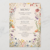 Menu de mariage chic de jardin de fleurs sauvages (Devant)