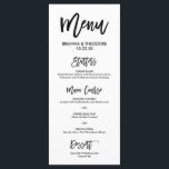 Menu de mariage chic écrit à la main<br><div class="desc">Menu simple et chic en blanc et noir. Visitez notre boutique en ligne pour voir plus de pièces de cette collection !</div>