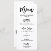 Menu de mariage chic écrit à la main (Devant / Derrière)