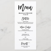 Menu de mariage chic écrit à la main (Devant)