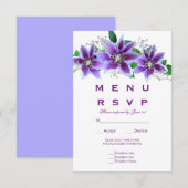 Menu de mariage chic et élégant Clematis RSVP (Devant / Derrière)